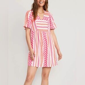Old Navy - Vibrant Pink and Orange Jaquard Dress Size XXL